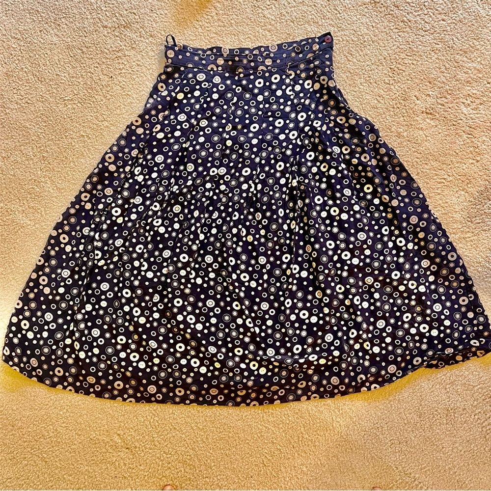 Vintage Navy Blue 100% Silk Skirt